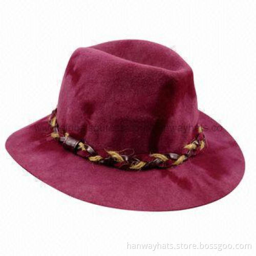 Women's cowboy hat with self felt braid, DTM PVC and twine